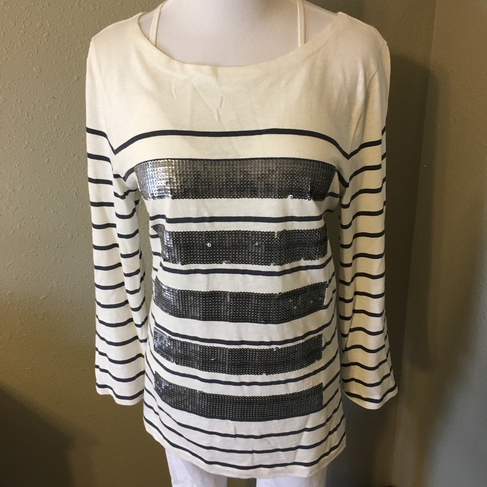 J. Crew Sequined Boatneck Tee